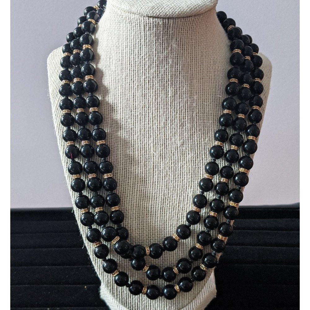Black and gold multi pearl necklace